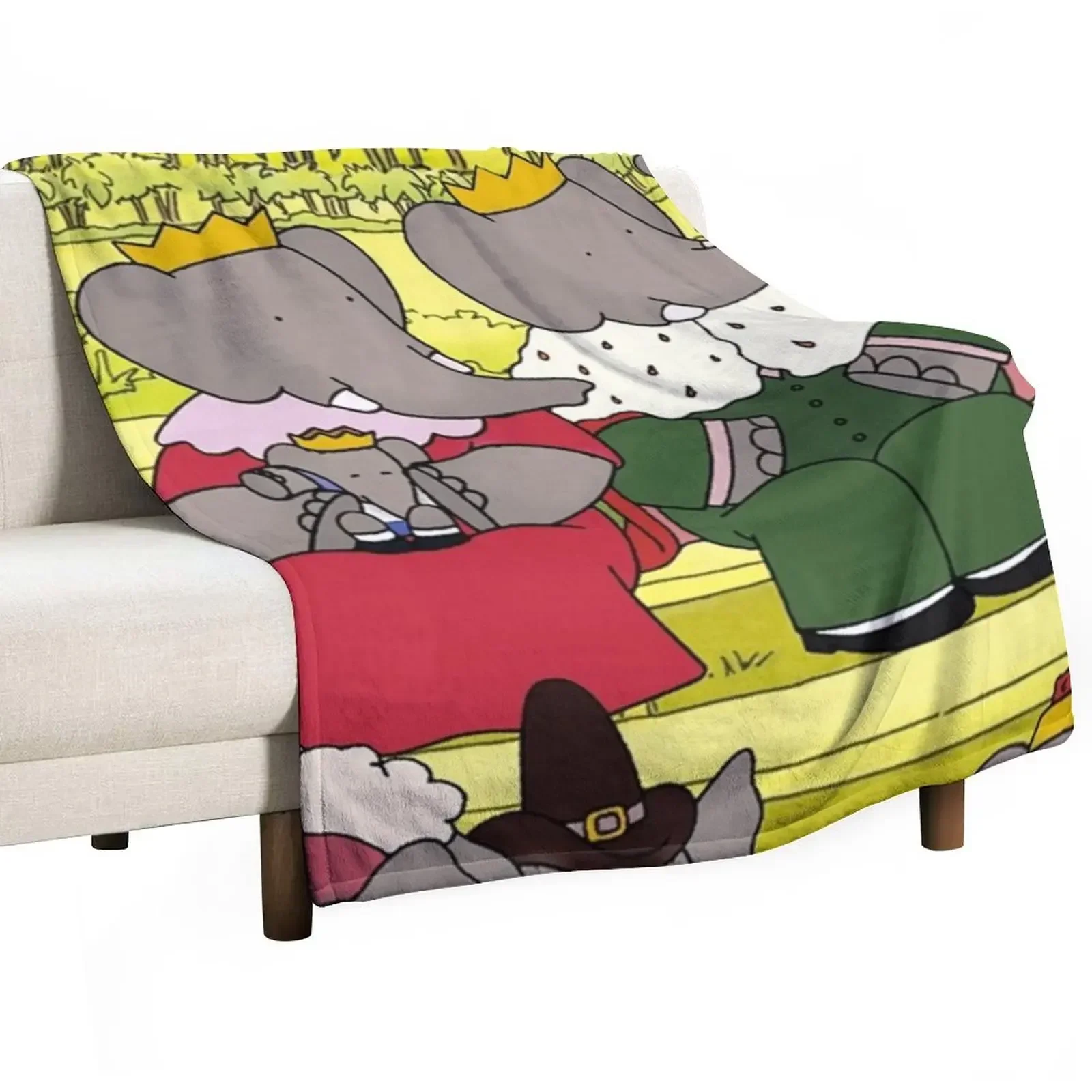 King Babar queen celeste and the family Throw Blanket Bed Fashionable Summer Blankets