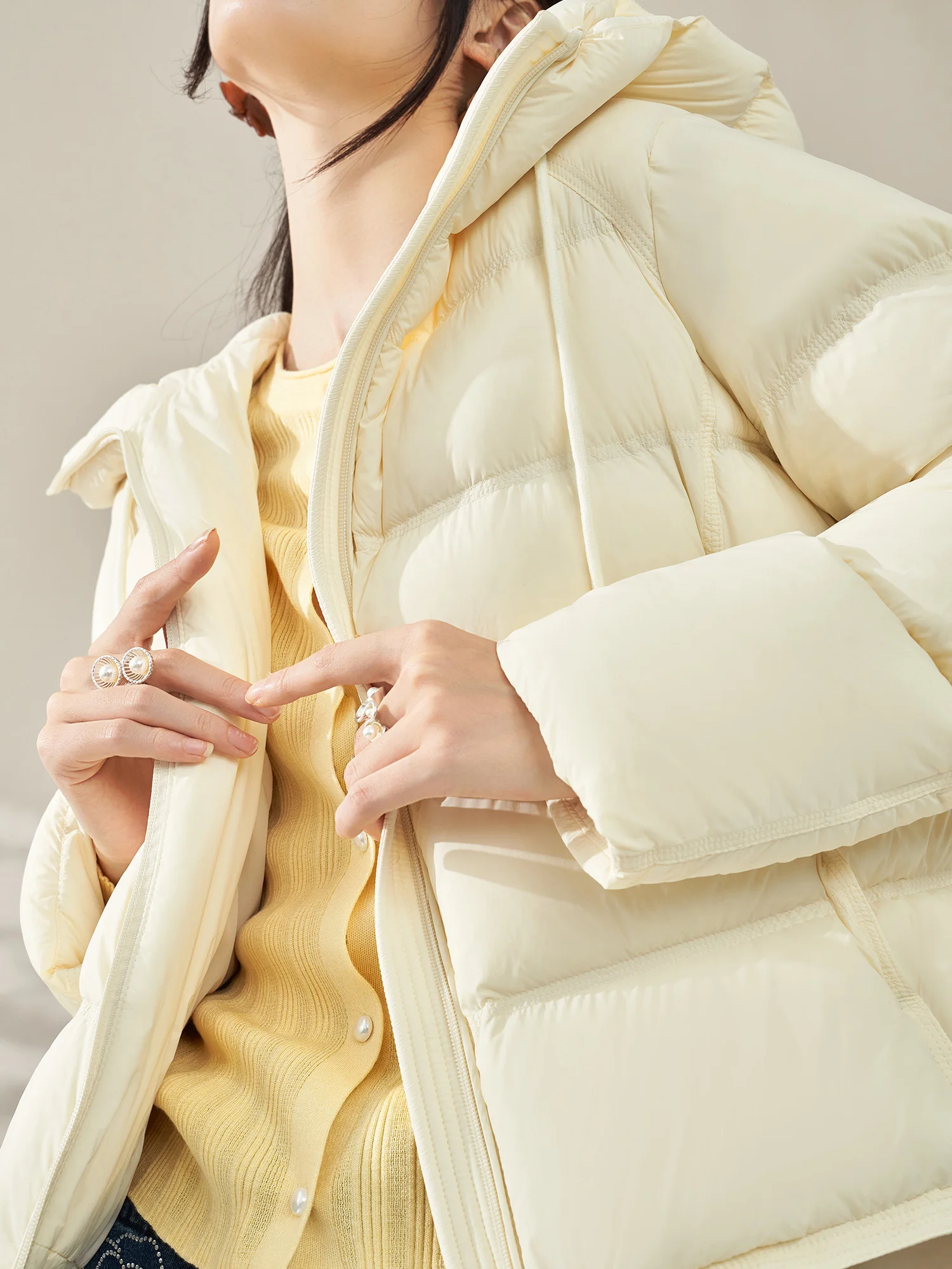 

Warmth Sli ort Hooded Women's down Jaet Fce Lined Commute Sle Polyester Fiber Filling Zipper Closure Pure Color