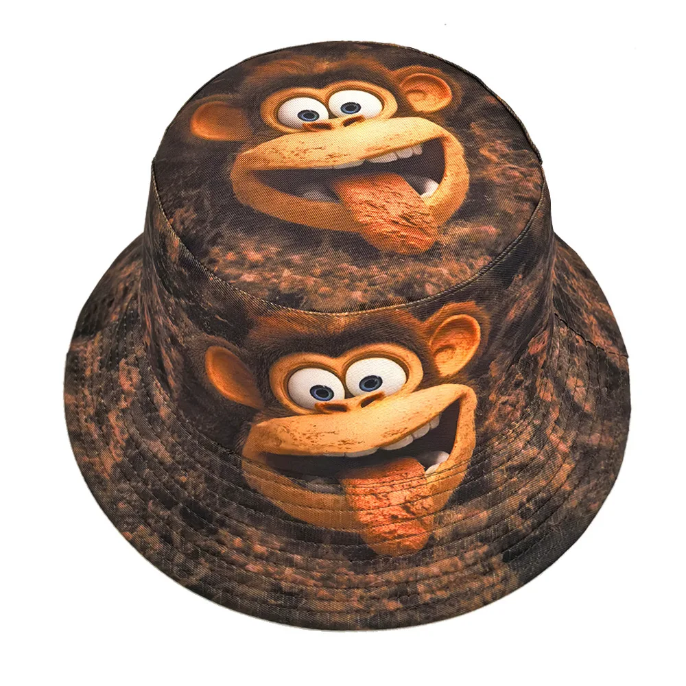 Funny Monkey Print Bucket Hat Unisex Summer Outdoor Sunscreen Fisherman Hat Beach Travel Sun Hat Women Men Cute Animal Panama