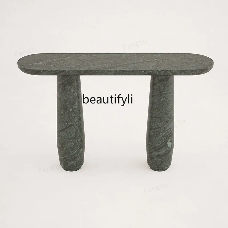 

Marble entrance table light luxury Indian green rectangular high-end living room ornament case