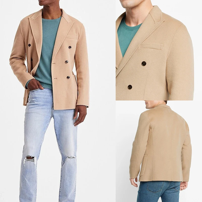 

Осенне-зимнее мужское пальто, шерстяной двубортный костюм, пиджак, деловой мужской короткий пиджак для отдыха