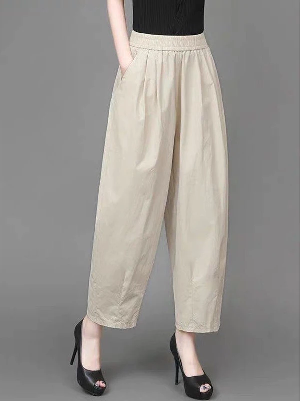 Elegant High Waist Wide Leg Pants Straight Cut Casual Nine Points Jeans Versatile Ageless Spring Fashion Ladies Premium Brand