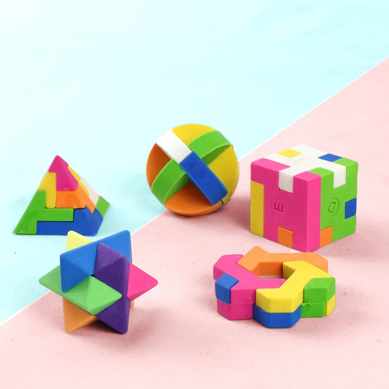 Block Puzzle Maze Toy Cube Rubber Eraser Kids Educational Toys Reward Prizes Toy Party Toys Favors Gift kids Learning supplies