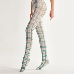 Green Plaid Printed Pantyhose Women Stockings Leggings British JK Lolita Pantyhose Socks Stockings Pantyhose Lace Tights