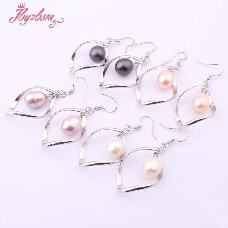 9x11mm Twist White Pink Purple Black Elegant Natural Freshwater Pearl Dangle Hook Earring 1 Pair for Wedding Party Anniversary