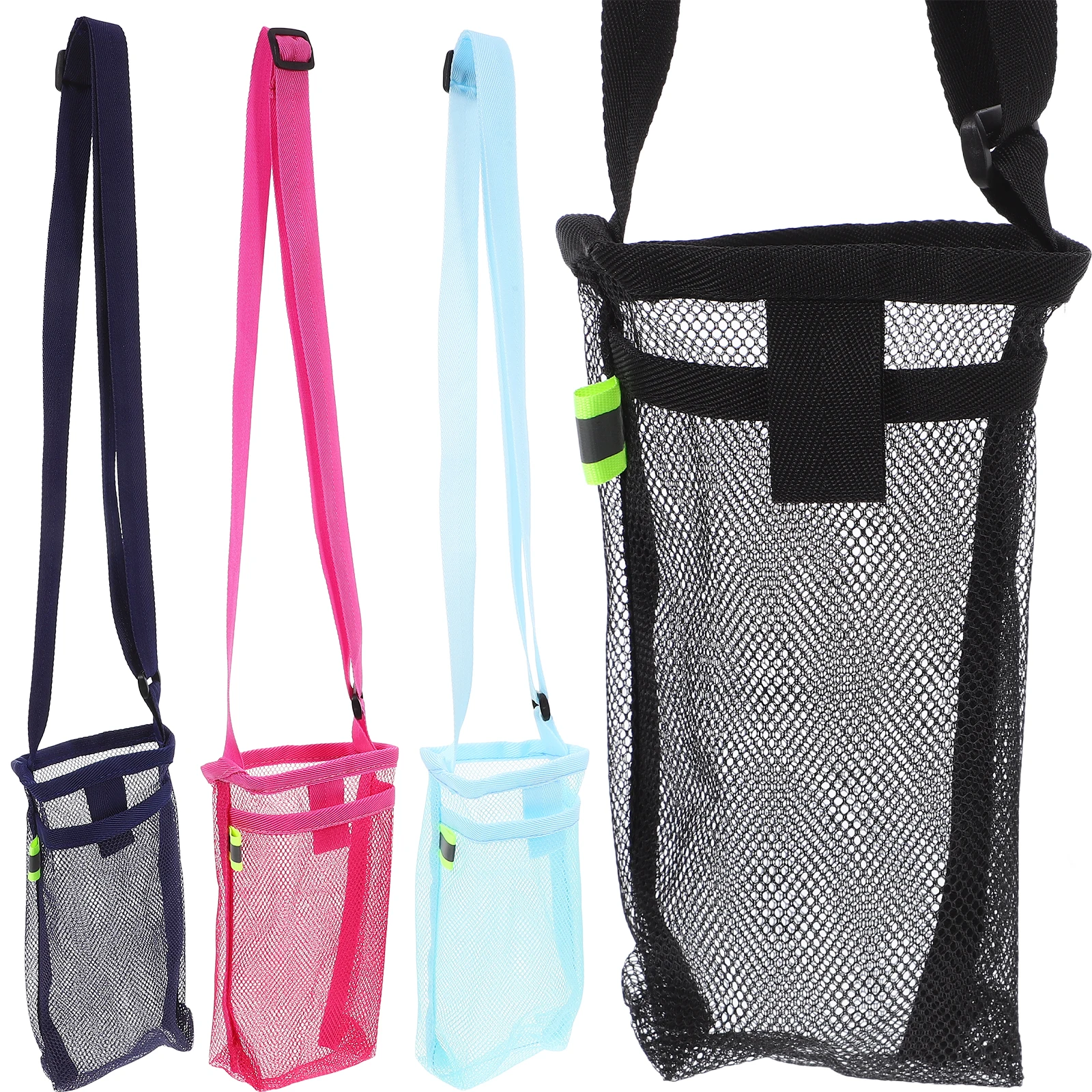 Borsa per bottiglia d'acqua da 4 pezzi Custodia in rete portatile Traspirante Resistente all'usura Supporto da appendere leggero da campeggio all'aperto Facile da trasportare