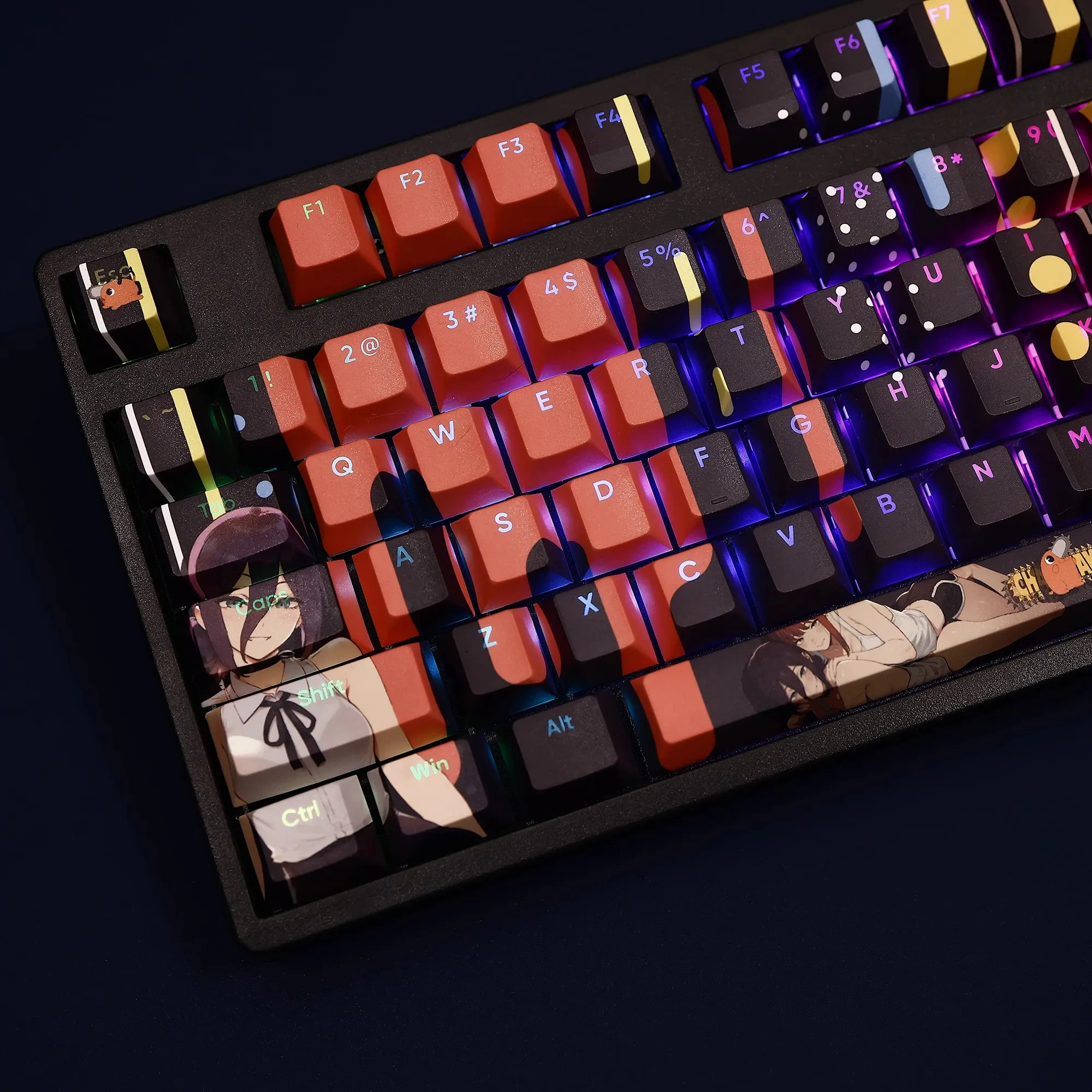 108 Keys Reze Keycap PBT Dye Subbed Backlit Keycaps Anime Cartoon Game Key Caps For MX Switch ANSI 61 87 104 108 Layout Keyboard