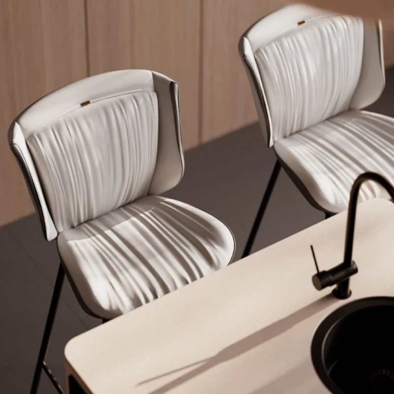 كراسي بار للاستخدام المنزلي خفيفة فاخرة من الحديد المطاوع ومسند قدم عالي للمقهى وكراسي مكتب أمامية حديثة وبسيطة