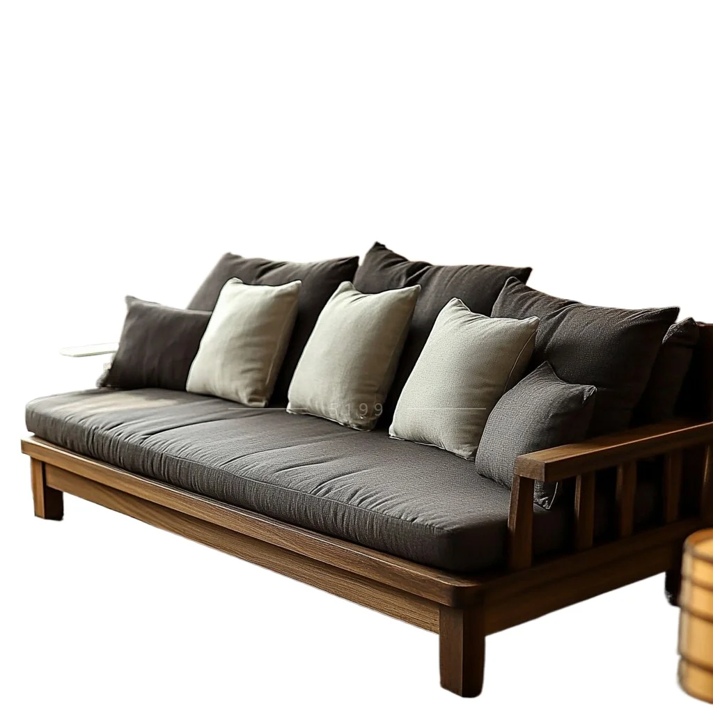 

Log wind sofa furniture, living room bed and breakfast simple modern solid wood sofa