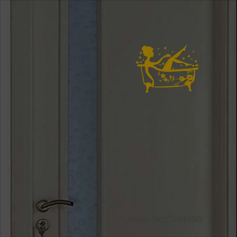 Luminous Bathroom Stickers WC Shower Room Door Sign Washroom Indication Label Decal Cartoon Toilet Wall Sticker Glow in the Dark