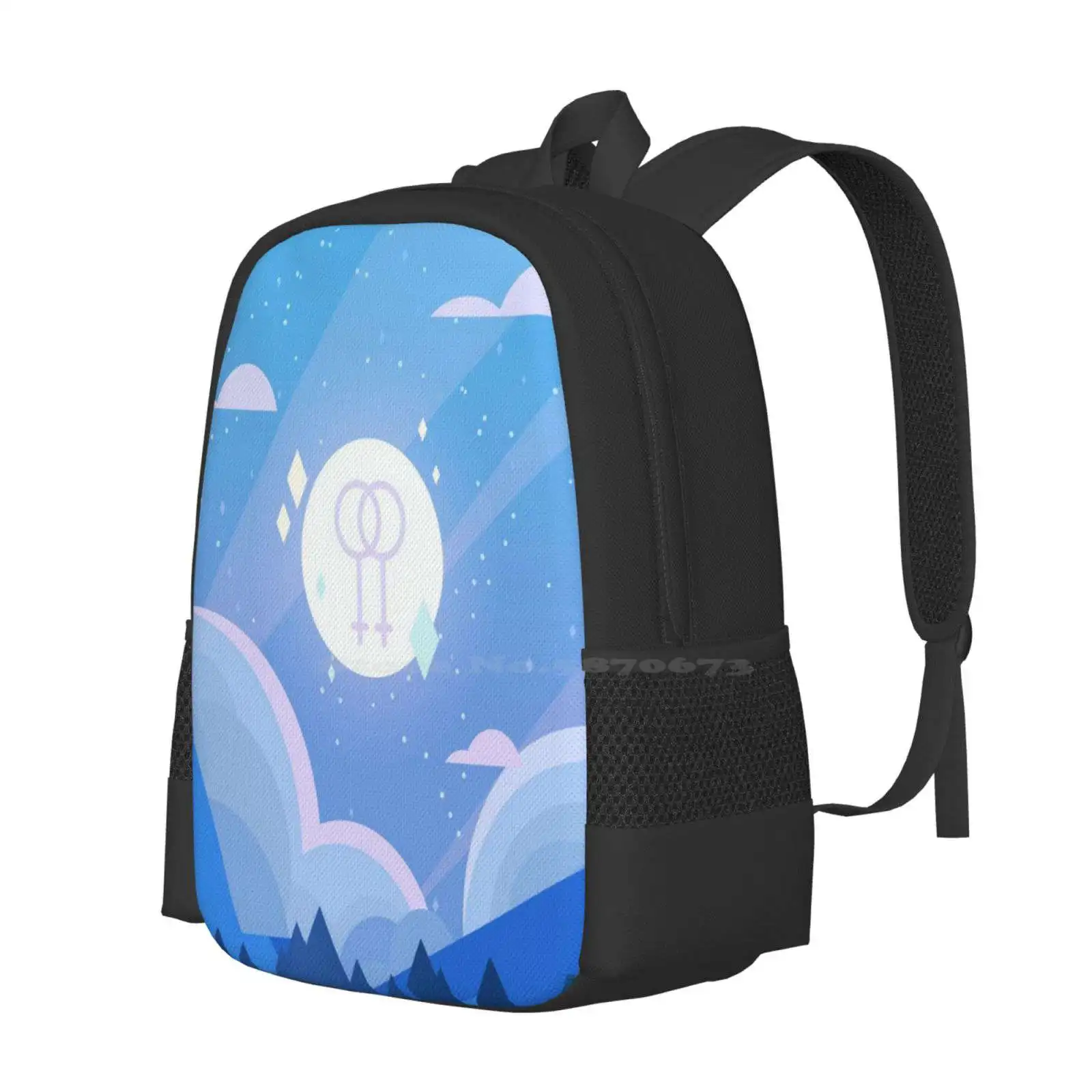 Sapphic Landscape: Midnight Hot Sale Schoolbag Backpack Fashion Bags Midnight Blue Sapphic Wlw Lesbian Bisexual Woman Women