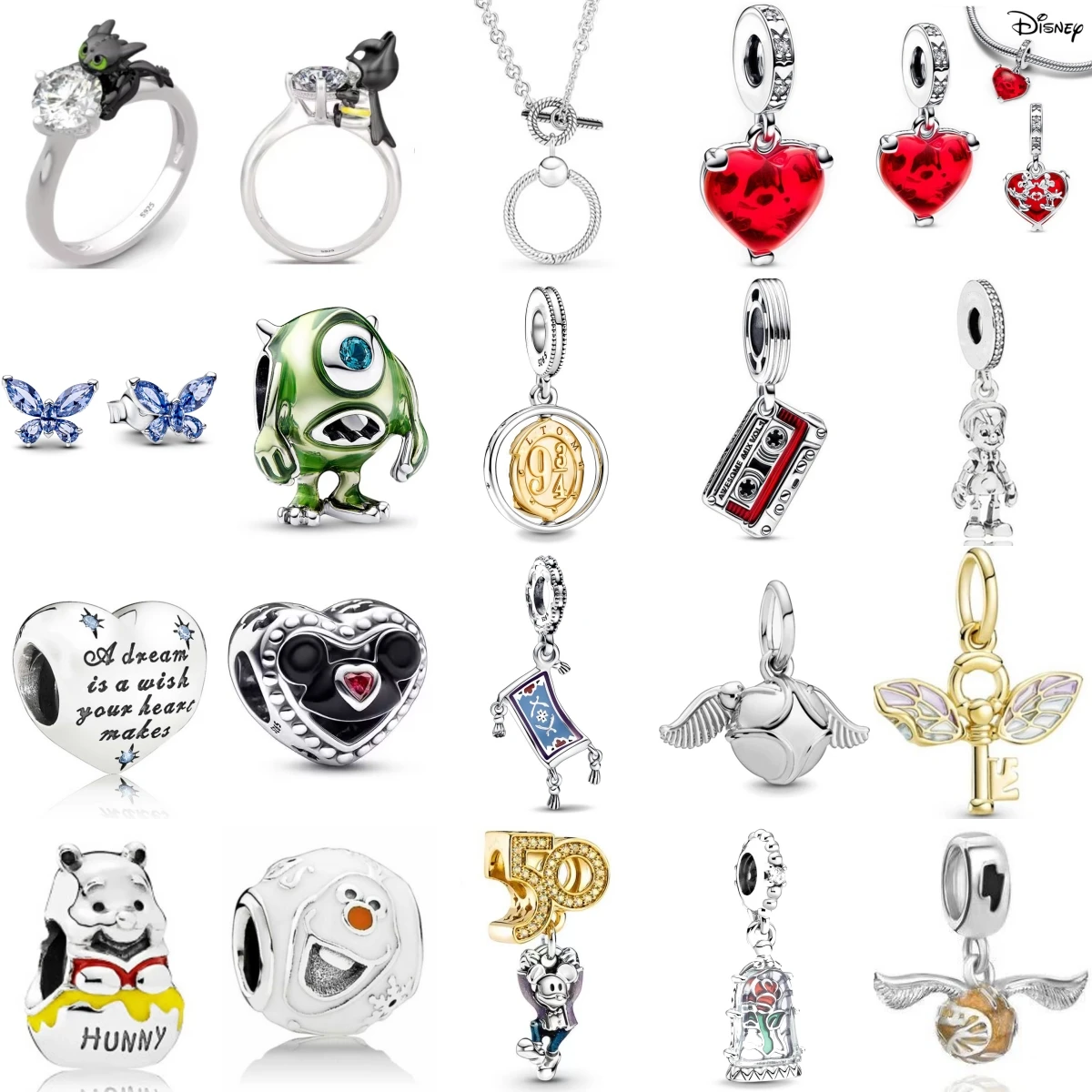 

Miniso Disney 925 Sterling Silver Key Magic Carpet Tape Bear Charm Beads For Bracelets Necklaces Ring Fashion Jewelry Gifts