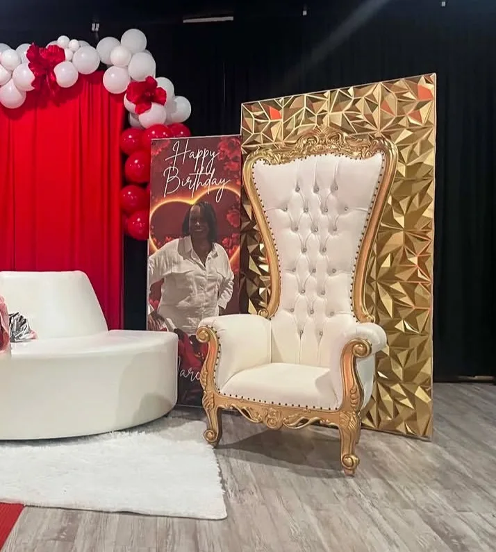 FSDKX  Modern Event Wedding Furniture Single Seat Royal Groom and Bride Gold Silver Cheap Queen Chair Throne OEM