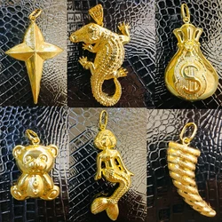 Hip Hop Personality Pendant Gold Color Crocodile Mermaid Lucky Bag Shape Pendant for Women Men Trend Copper Jewelry Accessories