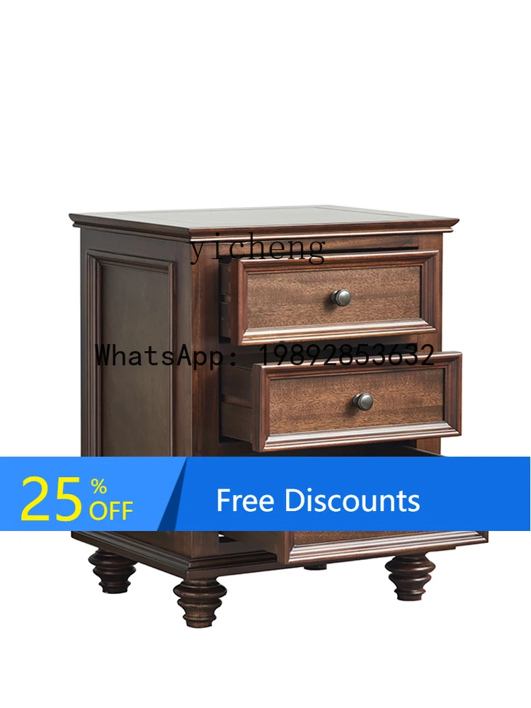 ABC  walnut all solid wood bedside table  furniture three drawers bedside table locker