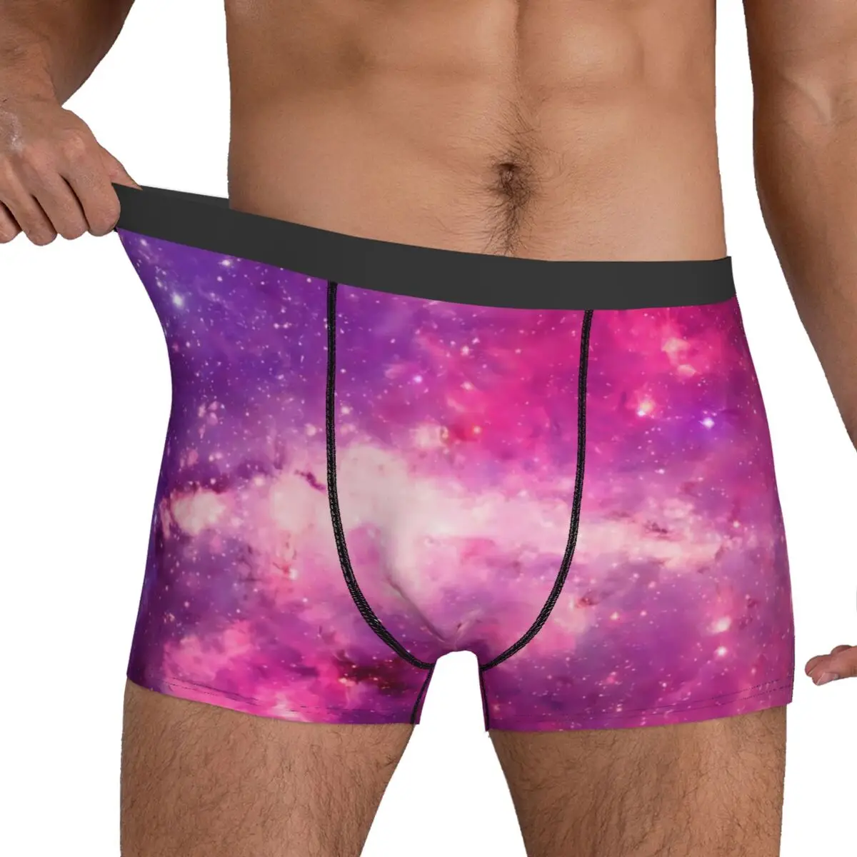 Galaxy Print Underwear Outer Space Man Boxer Brief Plain Boxer Shorts Trenky Printing Oversize Underpants