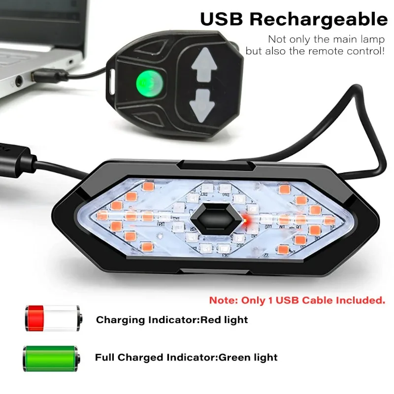 Bike Turn Signal Rear Light Remote Bicycle Lights LED USB Rechargeable Bicycle Lamp Bike Wireless Warning Tail Light