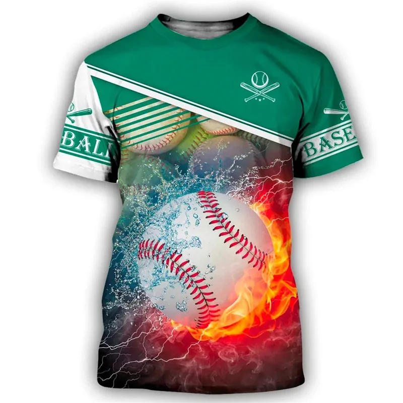 Camiseta con estampado de béisbol 3D para hombre, Tops deportivos de manga corta, camisetas informales de Fitness al aire libre, camisetas de gran tamaño para fanáticos del béisbol, Verano