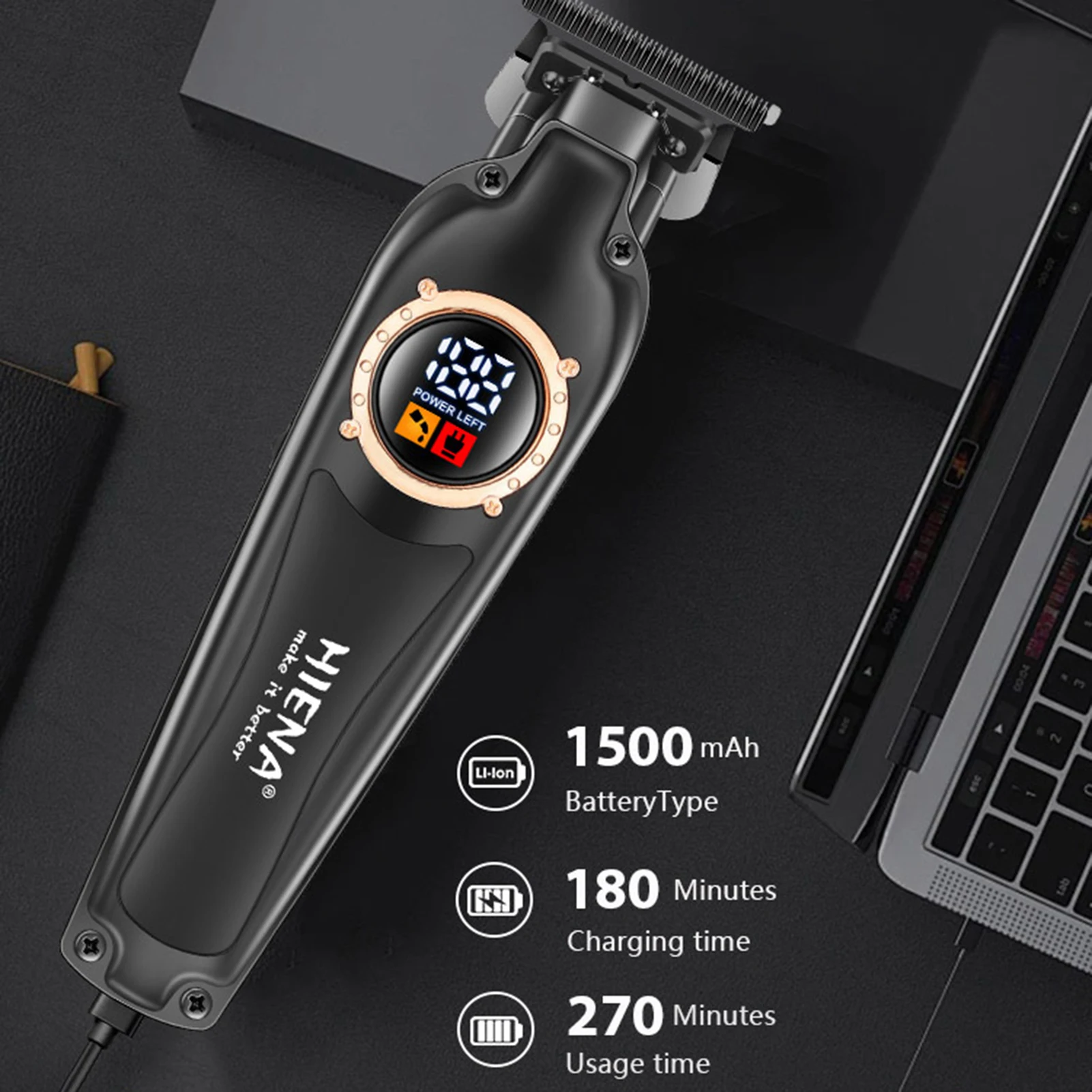 طقم ماكينة قص الشعر الذكية بشاشة LED لقص الشعر، ماكينة تشذيب الشعر الكهربائية القابلة لإعادة الشحن، ملحقات تصفيف الشعر