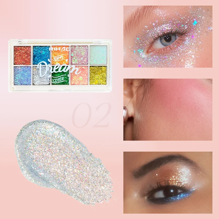Mini scatola per trucco a doppio strato Palette di ombretti glitterati policromati Shimmer Pigment Board Blush e polvere monocromatici