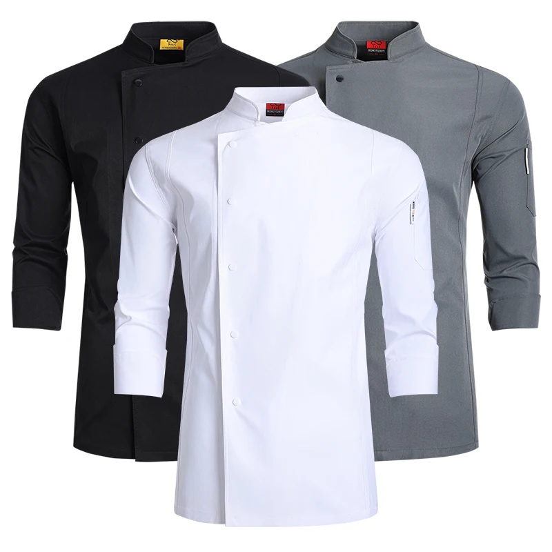 Food Service Kitchen Chef's Clothes Restaurant Cook Jacket 3/2/1PC Long Sleeves Bakery Waiter Shirt Pro Catering Cooking Uniform