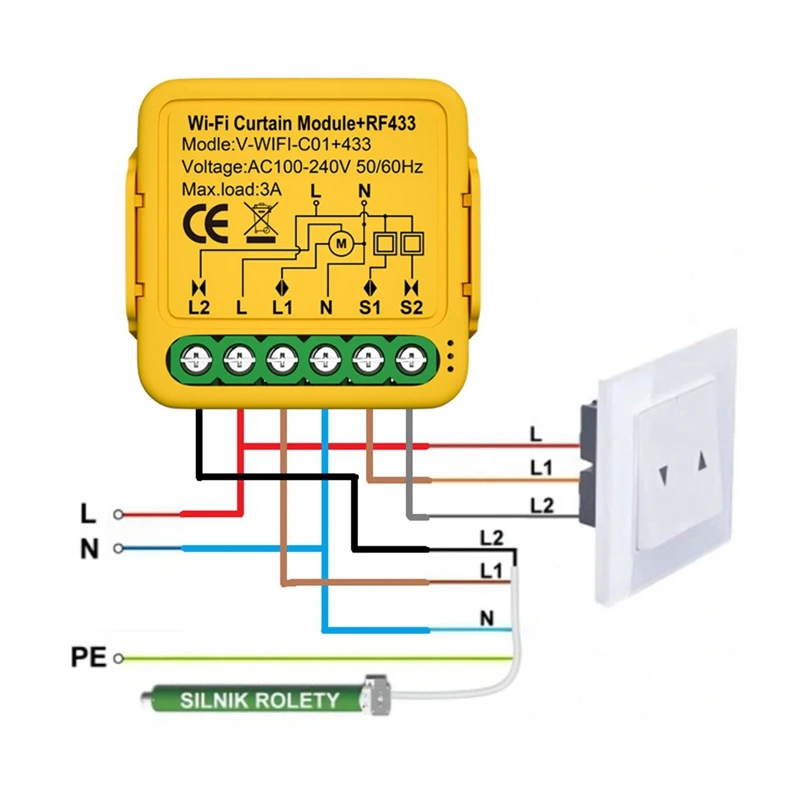 Tuya Smart Wifi RF433 Controle do módulo de interruptor de cortina para motor cego de persiana elétrica funciona com Alexa