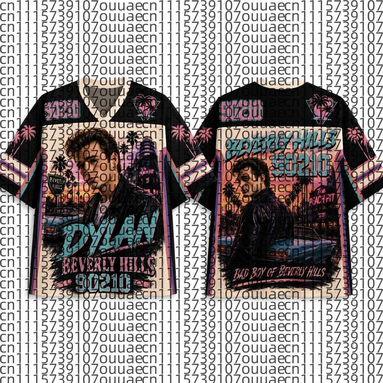 2026 Popular 80s Themed Sports Fashion Short Sleeved V-neck Mesh Streetwear Retro Band Movie Game Fan Gift T-shirt
