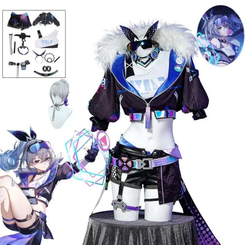 

Silver Wolf Honkai Star Rail Costume Cosplay Game Uniform Glasses Star Hunter Hacker Halloween Party Carnival Women