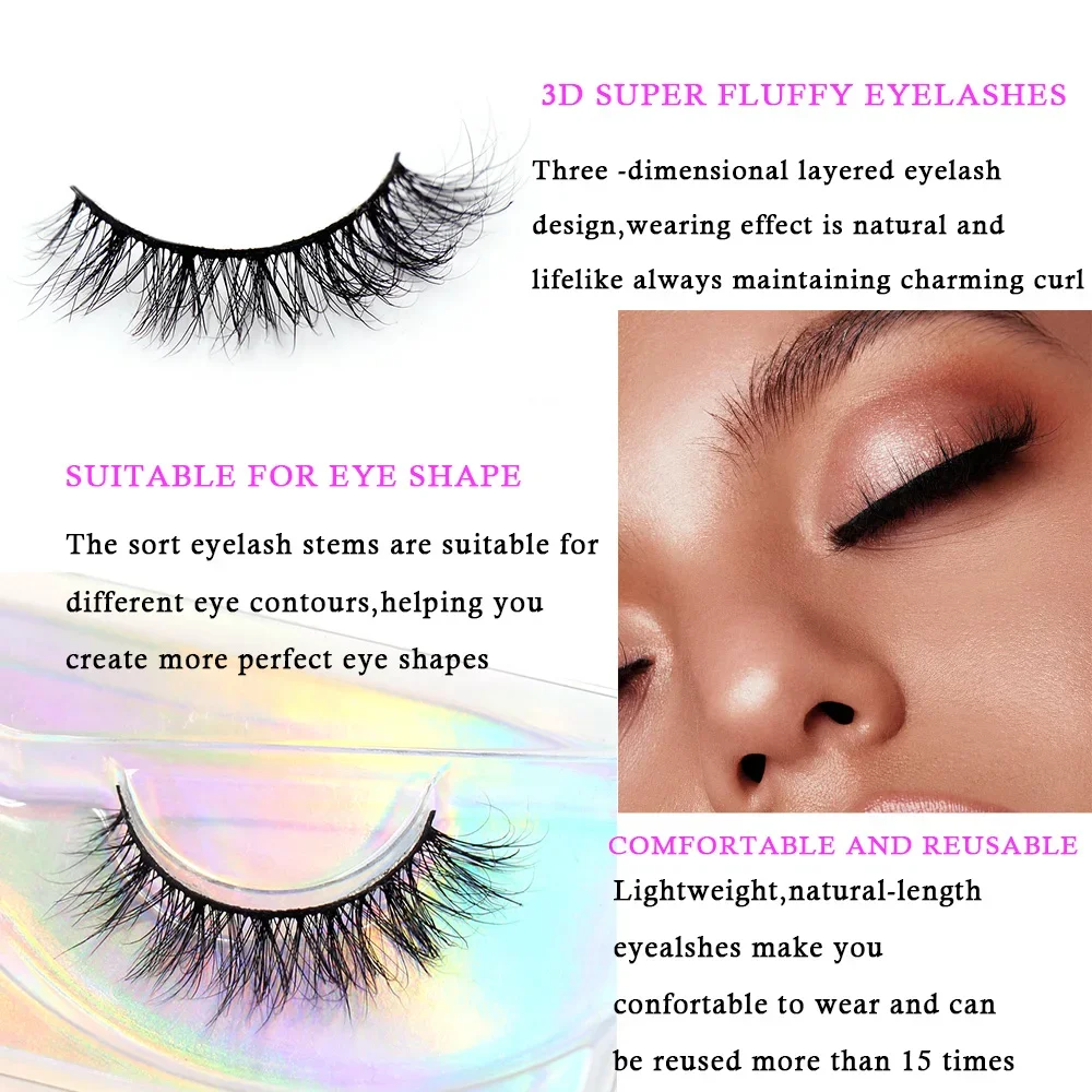 10pairs Half Eyelashes Foxy Eyes Soft Half Eye Lash 3D Mink Lashes Wispy Natural Eyelashes Eyelashes Extension Makeup Tool