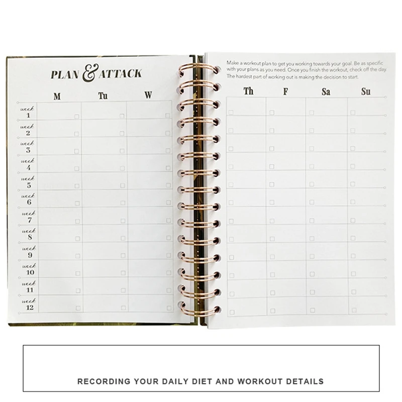 تجريب اللياقة البدنية مجلة المخططين ، اليومية والأسبوعية ، غير مؤرخة مخطط ، مفكرة للياقة البدنية والتغذية مجلة