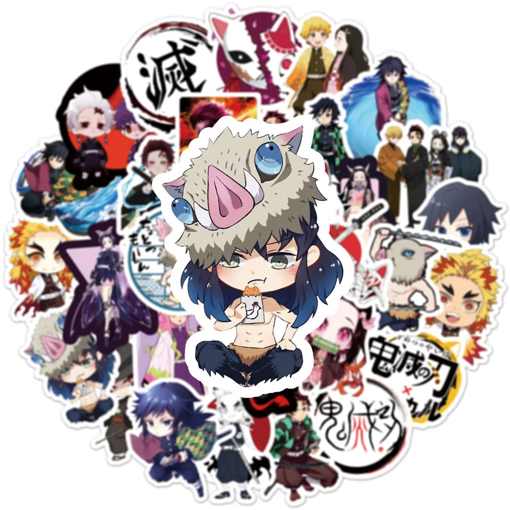 10/30/50/100pcs Cute Cartoon Demon Slayer Anime Stickers Waterproof Graffiti DIY Water Bottle Phone Notebook Kid Cool Decals Toy