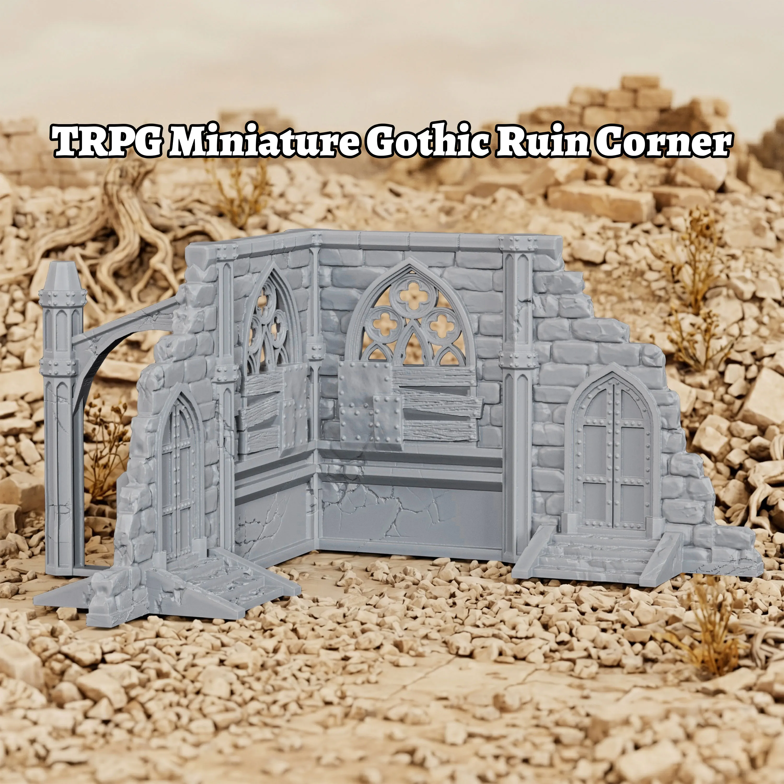 

Gothic Ruin Corner Terrain Miniature 28mm/1:56 Scale, Medieval Stone Building Ruins Scenery, Ideal Accessory for TTRPGs