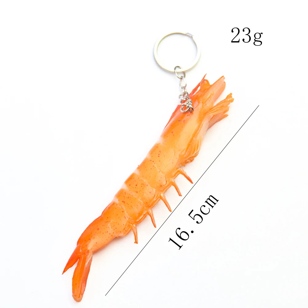 Funny Shrimp Pendant Keychain Prawm Key Ring Food Sea Animal Kids Toy Charm Ornament Lobster Palinuridae Fishermen Crayfish