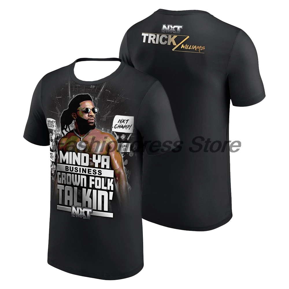 

Men's Black Trick Williams Mind Ya Business T-shirt Crewneck Short Sleeve Polyester Tee Women Outdoor Streetwear Tops