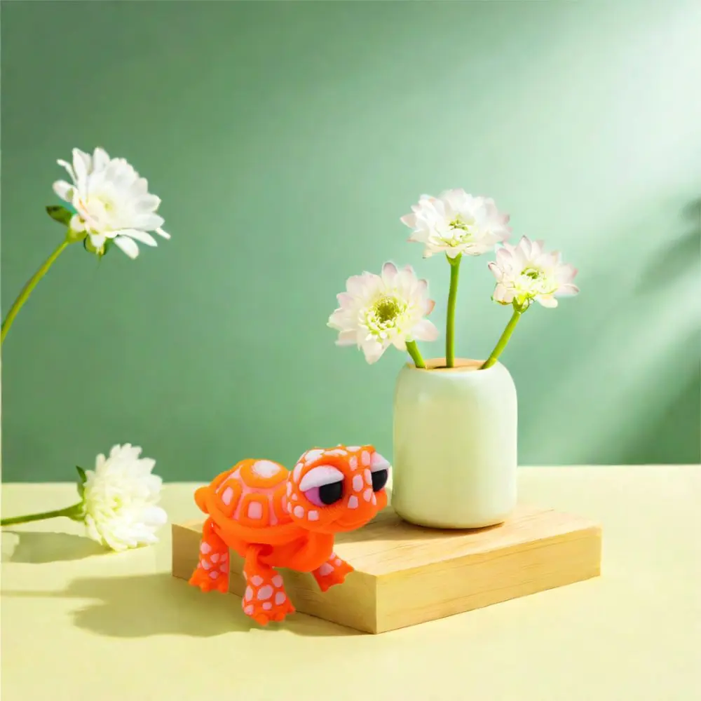 Small Models Plastic 3D Printed Turtle Model Cartoon Exquisite Stress Relieving Movable Joints Desktop Decorations