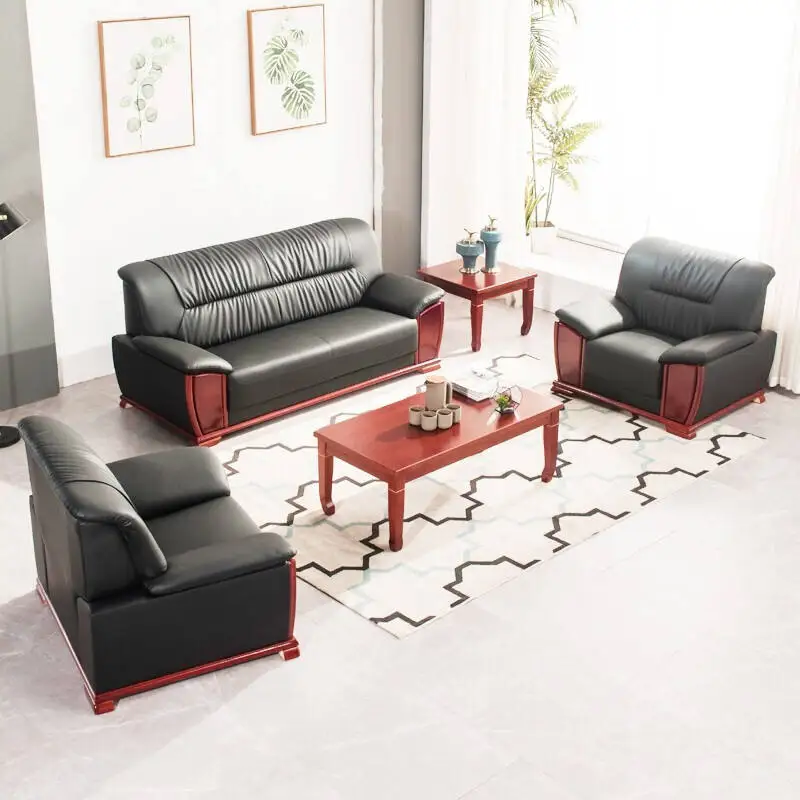 

Modern Executive Luxury Tufted Leather Office Sofa Set Convertible Furniture for Home Office Apartment School Hospital Reception