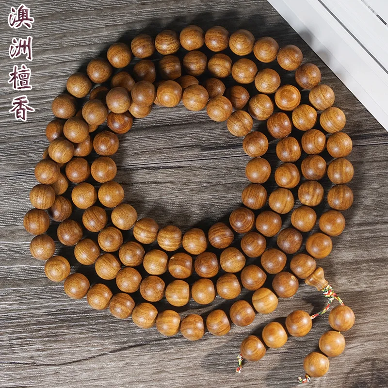 Australian Sandalwood 108 Bead Bracelet Wooden Buddhist Prayer Beads Unisex Multi Wrap Rosary Jewelry Gifts