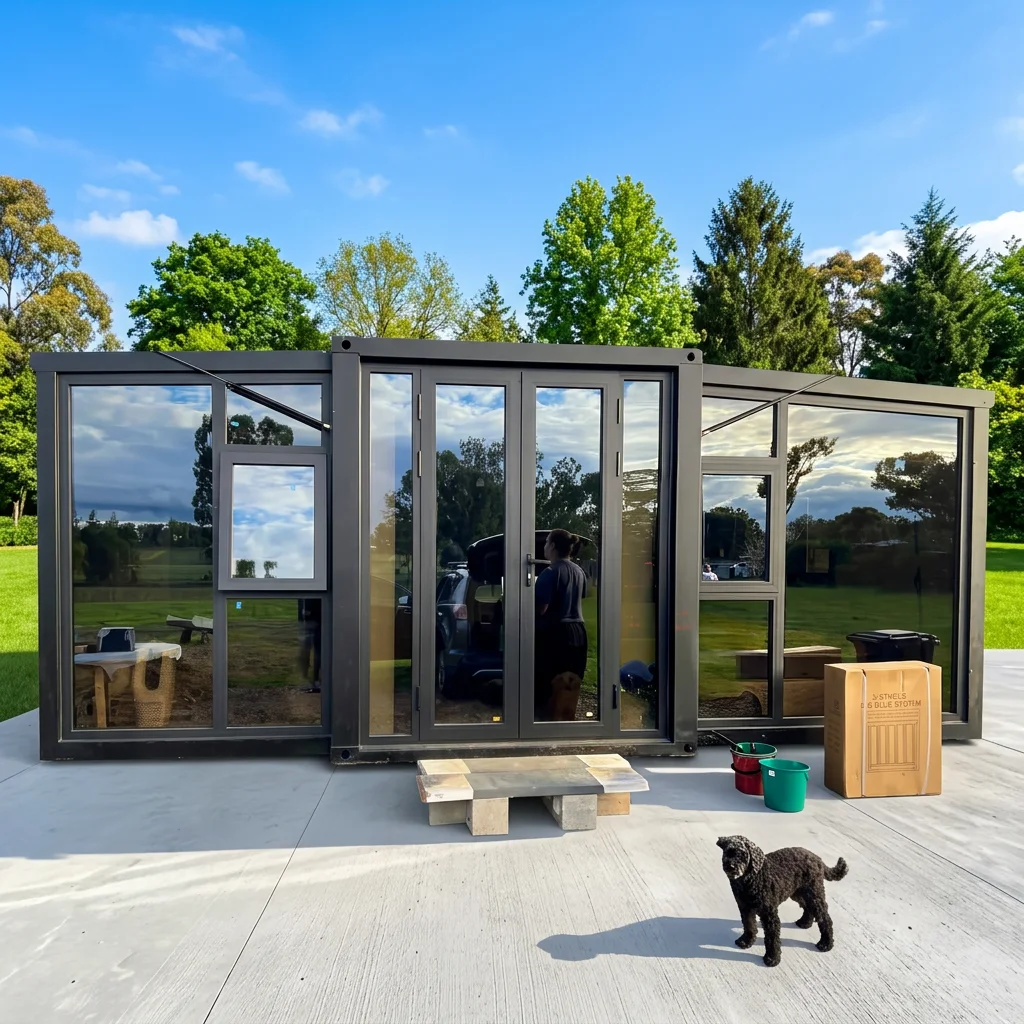 Energy Efficient Container House 20/30/40ft Eco Friendly Modular Home 4 Bed 3 Bath Laundry Terrace Panoramic Glass