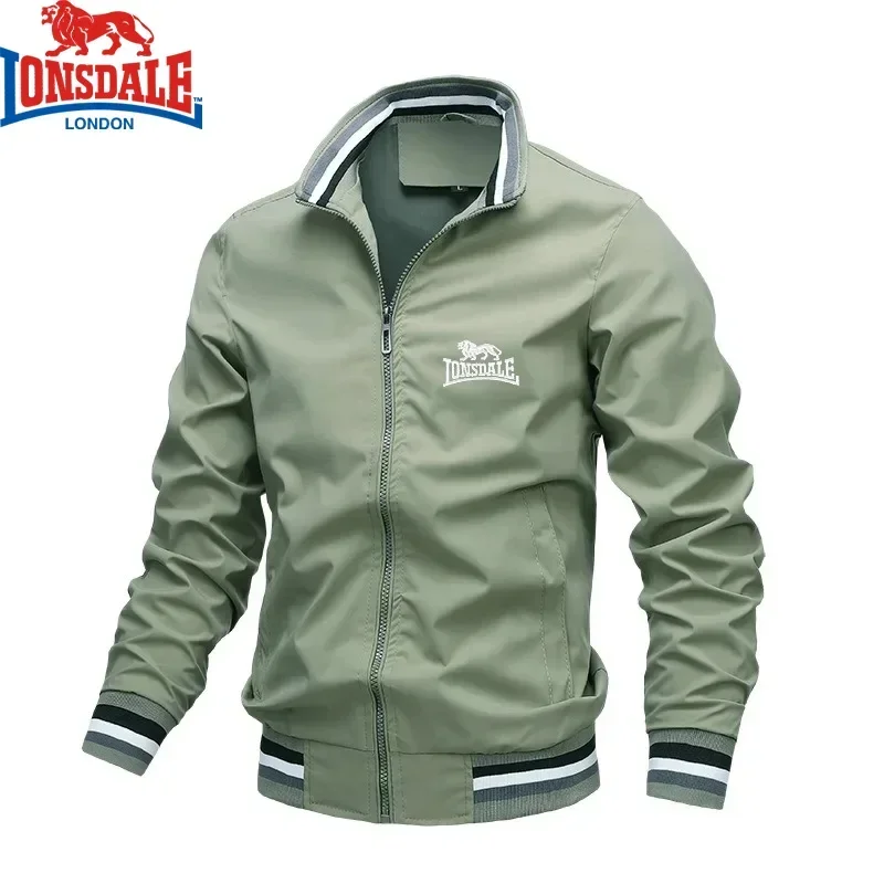 Embroidered Autumn and Winter Men's Stand Collar Casual Zipper Jacket Outdoor Sports Coat Windbreaker Jacket for Men Waterproof