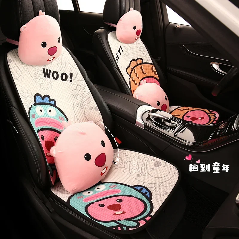 New Cartoon Car Seat Cushion Protector Cute Breathable Ice Silk Fashion Car Seat Cushion Cover Non Sweat Interior Accessories