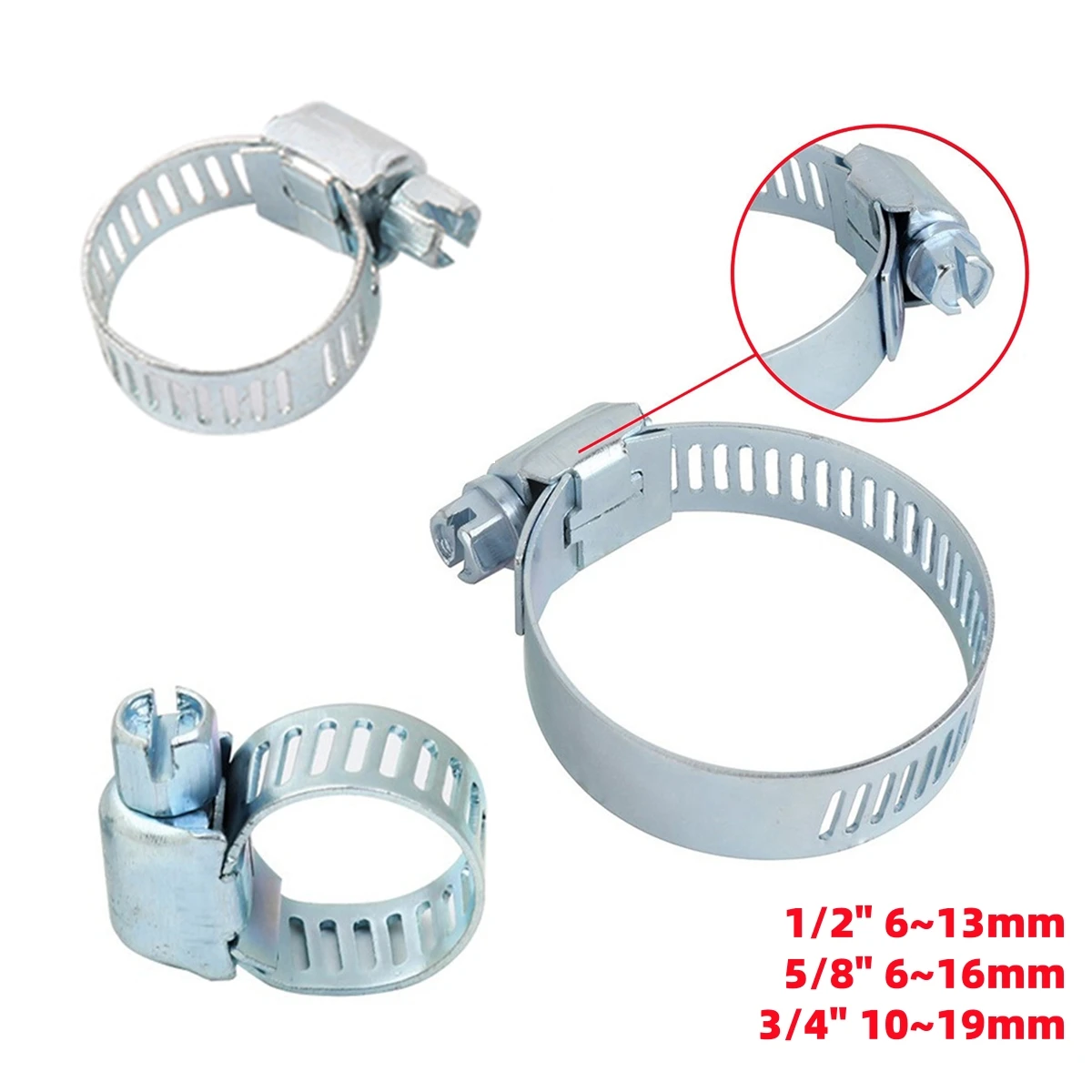 

10/50Pcs Iron Galvanized Water Pipe Clamps 1/2" 5/8" 3/4" Pipe Irrigation Water Gun Household Washing Machine Faucet Hose Clips