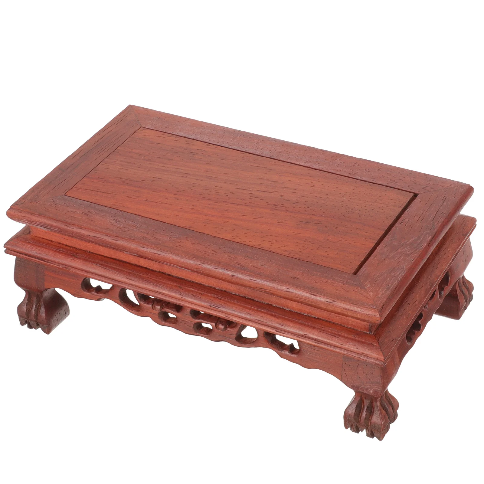 

Wood Base for Buddha Statue Red Wood Craft Display Stand Vintage Wooden Riser for Vase Teapot Home Decor Museum Coffee Shop