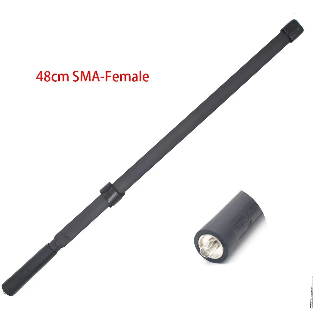 Antena dobrável de 48cm para banda dupla fêmea SMA para walkie talkie Baofeng UV-5R