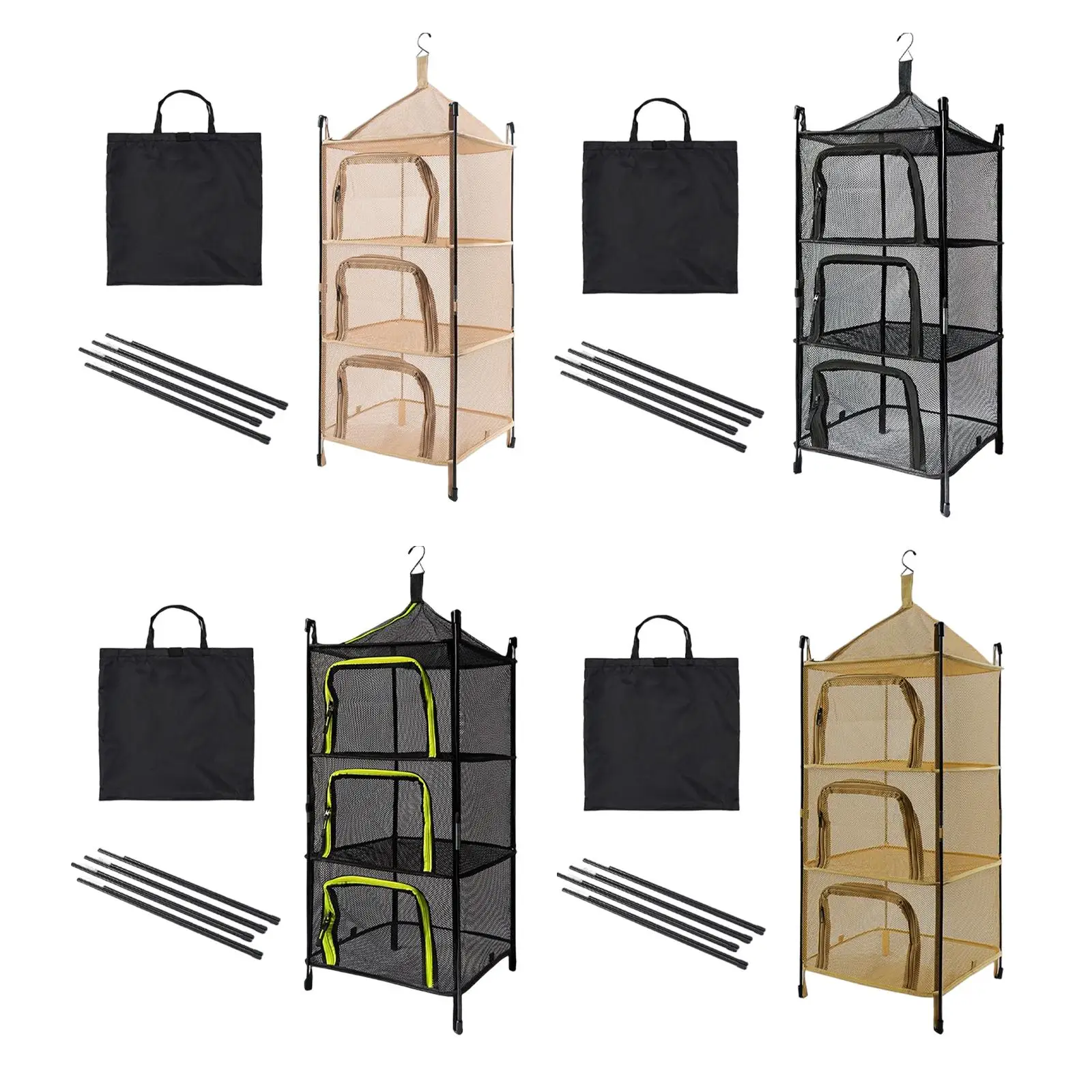 Heavy Duty Hanging Dryer Rack 4 Layer Collapsible Easy to Carry with Zippers