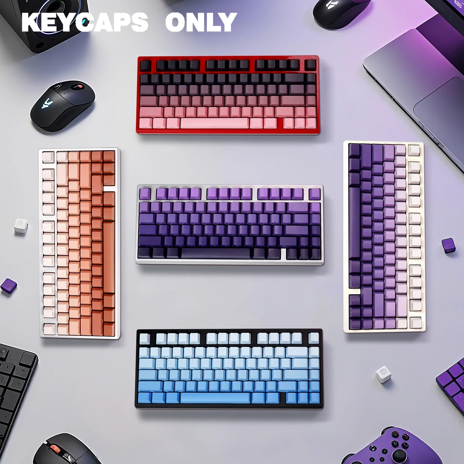 New Gradient OEM PBT Keycaps Doubleshot Mechanical Keyboard Keycaps Custom Keycap Key Caps Side Printed Legends 135Keys Backlit