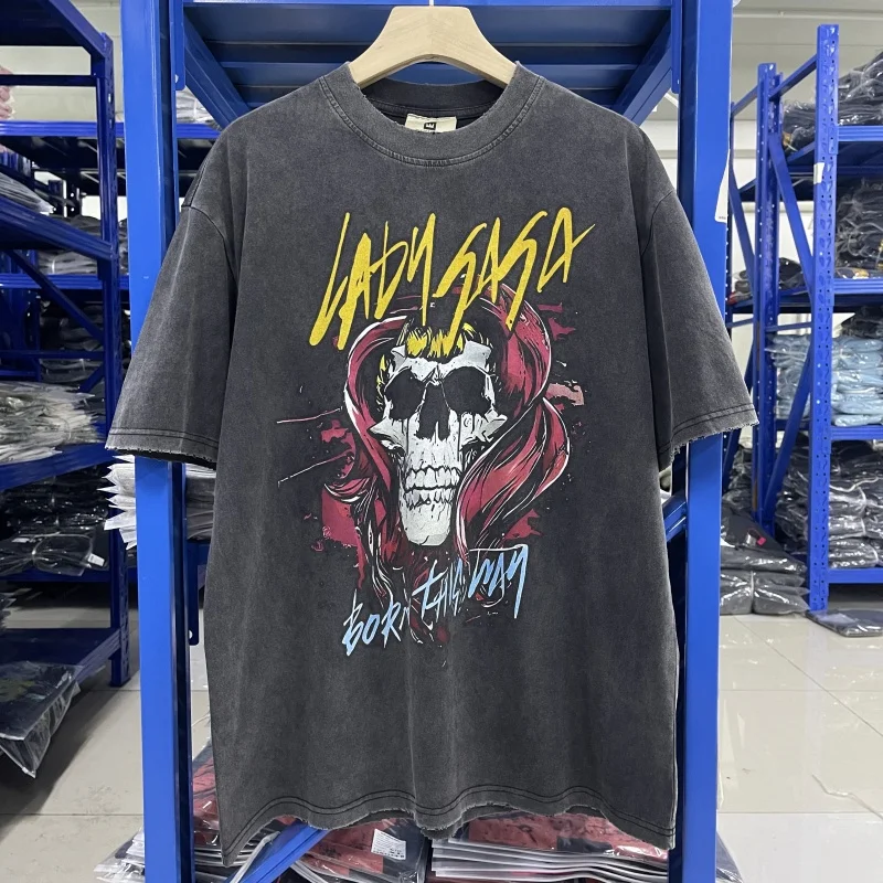 

Oversized Skull Printed T Shirt Unisex Hip Hop Fashion Loose Fit Casual Streetwear Trendy Tee Clothing