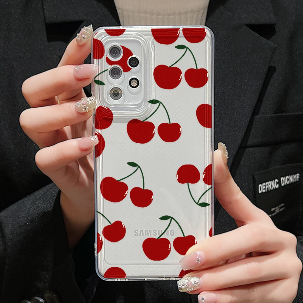 Cherry Case For Samsung A54 A53 A52 A55 A51 A35 A34 A33 A32 A21S A15 A14 A13 A12 Cases Galaxy S22 S23 Ultra S24 S21 Plus S20 FE