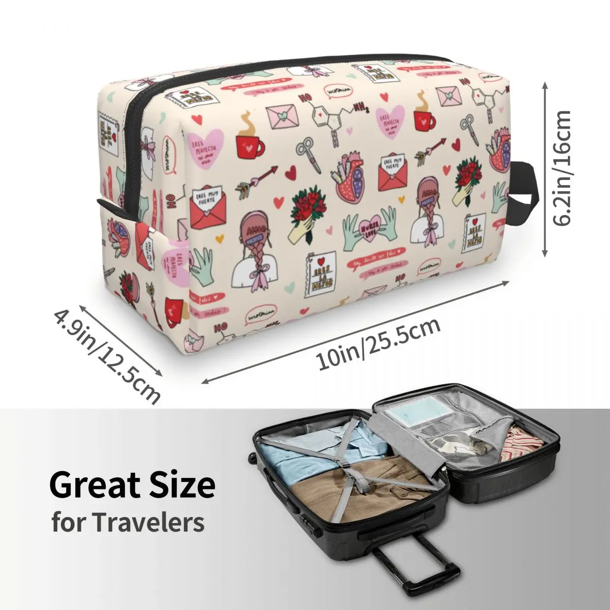 Large Capacity Doctor Nurse Cosmetic Bags Waterproof Makeup Pouch Women Washbag Enfermera En Apuros Merch Toiletry Kit