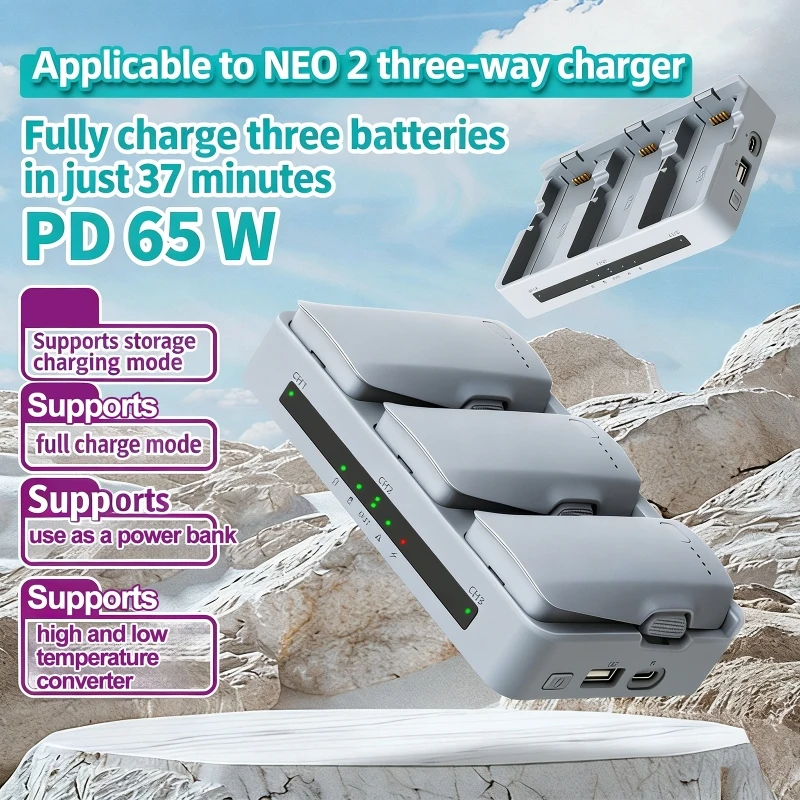 Drone Battery Smart - Carregador Rápido de 65W, Hub de