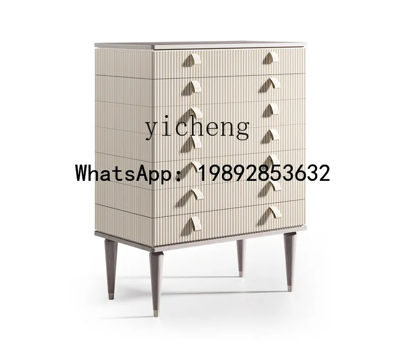 light luxury chest cabinet solid wood storage living room storage cabinet bedroom stainless steel drawer bedside cabinet